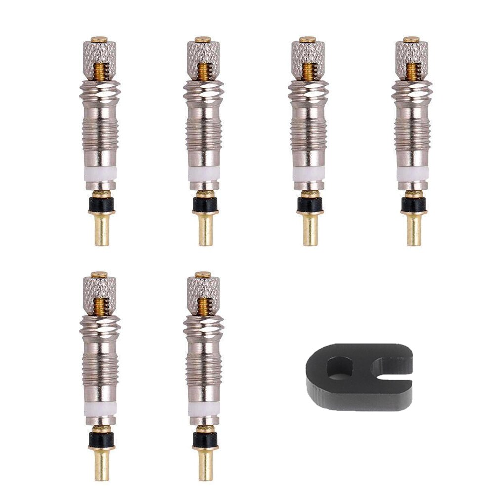 2/6/12PCS Presta Valve Brass Core W/ Optional Tool CNC-machined FV MTB Road Bike Tubes Repair Tire Service Parts: Presta Core 6PC 1V