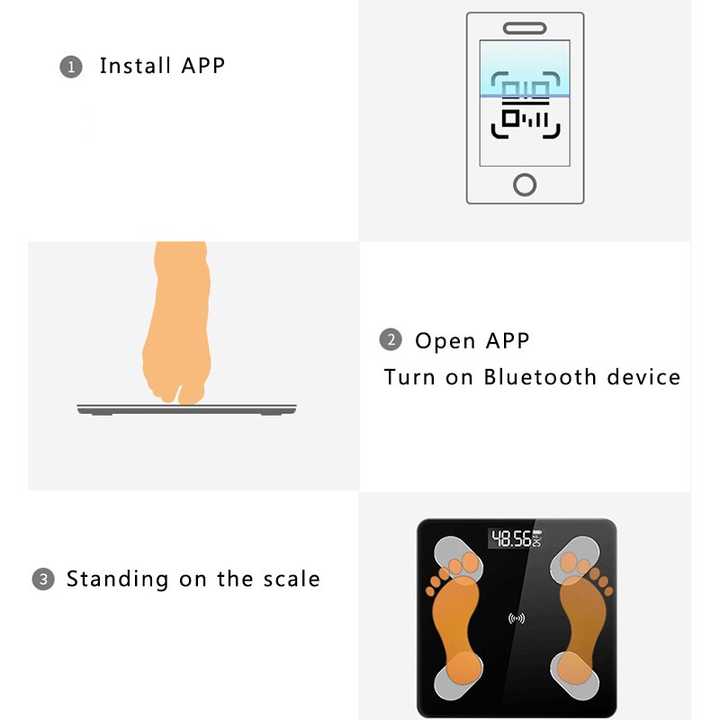 Body Fat Electronic Scale Smart BMI Scale LED Digital Bathroom Smart Wireless Weight Scale Balance Bluetooth APP Android IOS