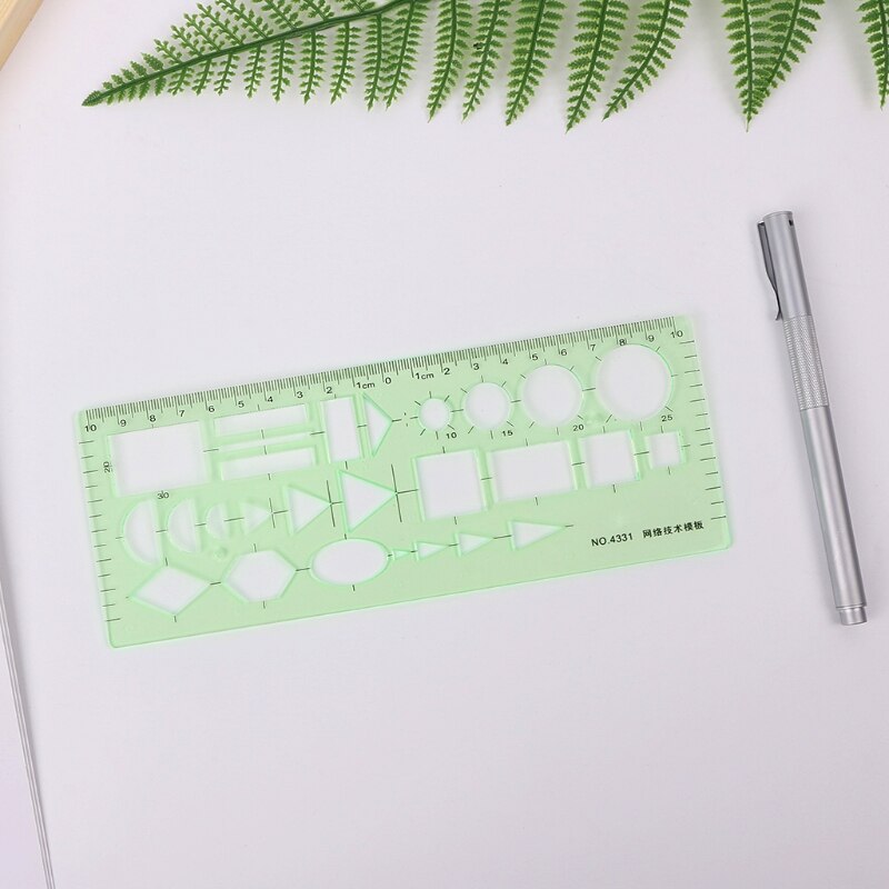 Plastic Circles Squares Geometric Template Ruler Stencil Measuring Mechanical