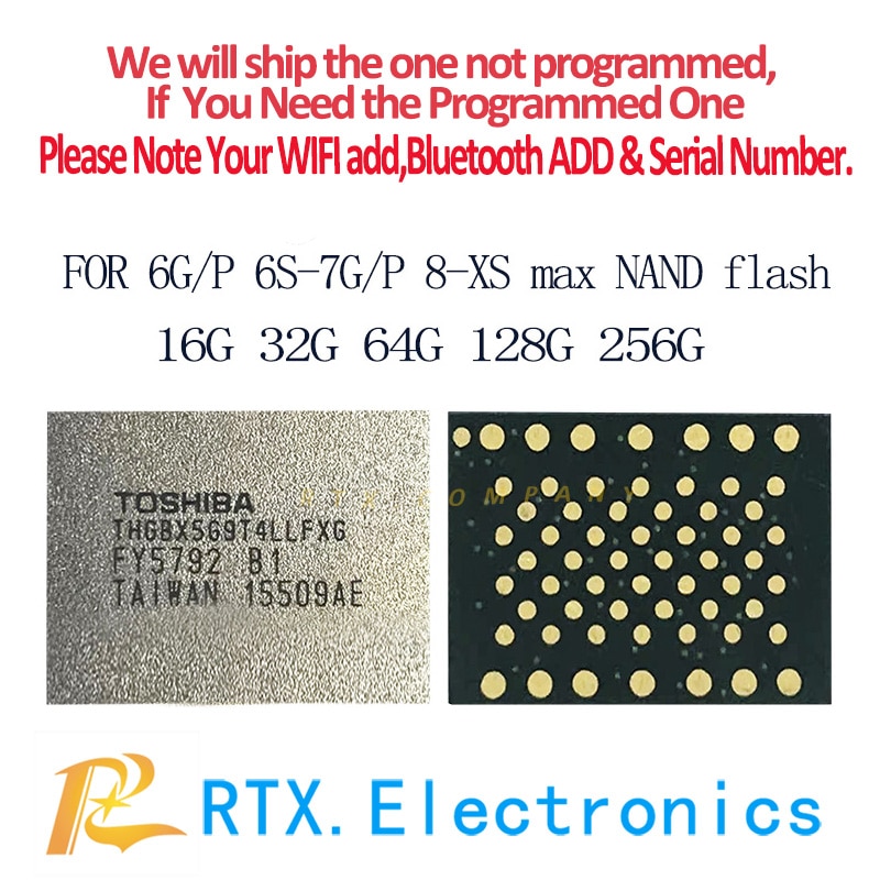 Voor Iphone 6 6Plus 6S 6sp 7 7Plus 8X8Plus Xs Xr Xsmax/Ipad pro Nand Flash Geheugen Ic 16G 32G 64G 128G 256G 512G Met Geprogrammeerd