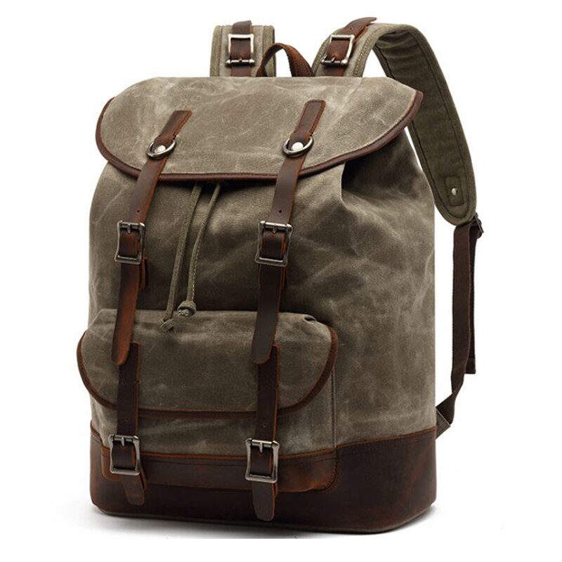 Waterproof Waxed Canvas Backpack Men Rucksack Women bagpack large Travel knapsack