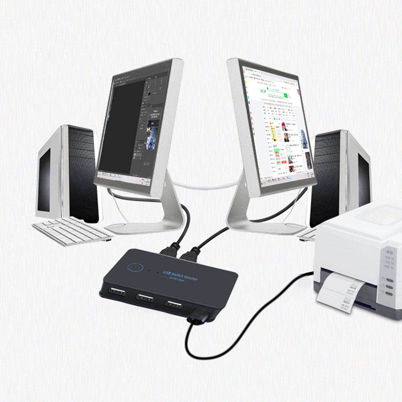 USB 2.0 Peripheral Sharing Switch Hub Adapter 2 Computers 6-Port Stable Connection ,Button and LED Easy to Install