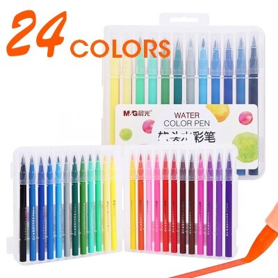 M &amp; G-rotuladores de acuarela de 12/24/36/48 colores, marcadores de arte, suministros de pintura, Juego de dibujo, papelería de pintura: 24 Colors