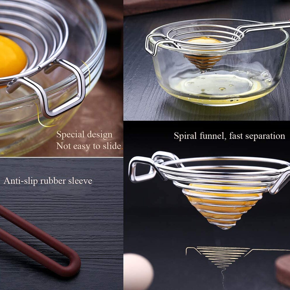 1pc rustfrit stål æg separator æggeblomme hvid separator æg separator værktøj til bagning af kage køkken ske ægdeler værktøjer