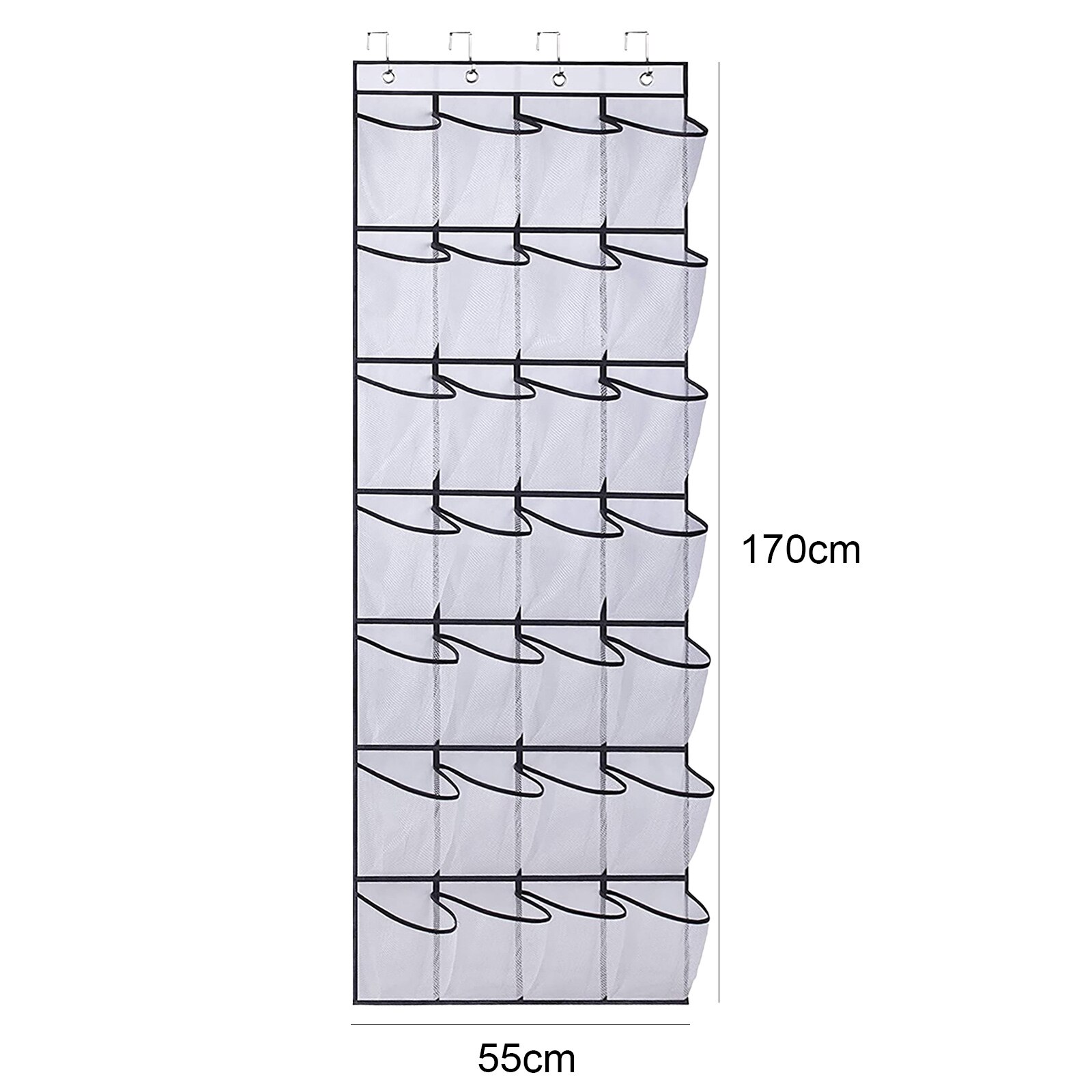 Over Door Hanging Organizer 5 Large Layers Wall Mount Storage Clear Window 2 Metal Hooks Wall Hang Home Storage And Organization: white 28 grids