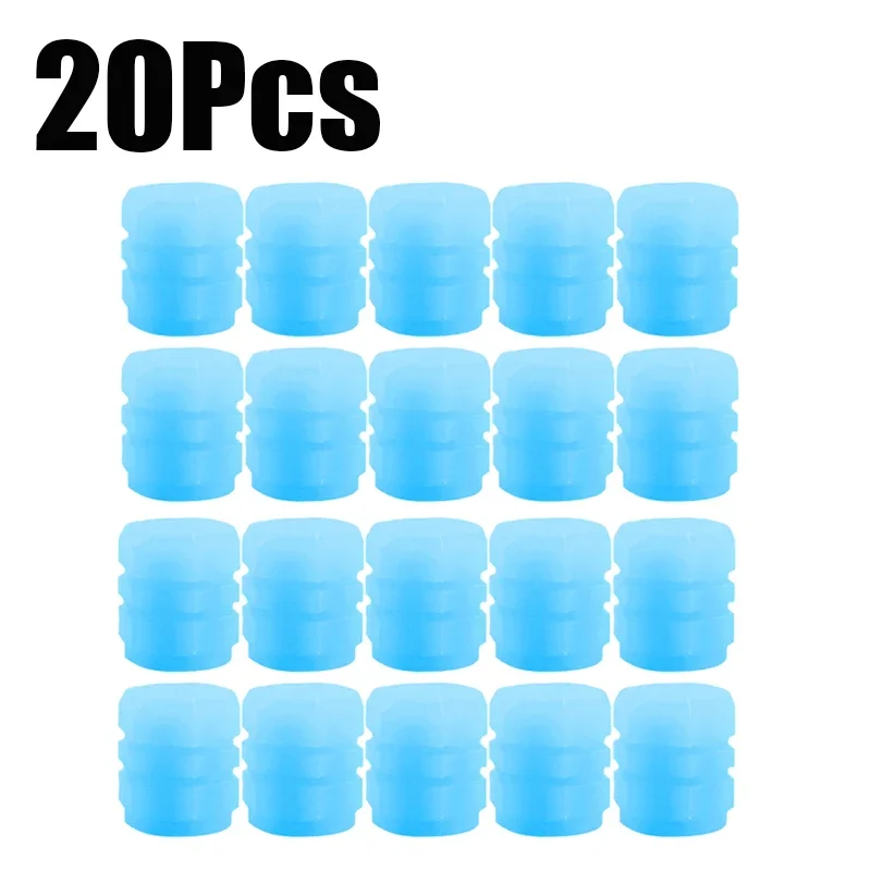 20 piezas Mini tapas luminosas de válvula de neumático, cubierta de válvula brillante colorida para motocicleta y coche, decoración de estilo de cubo de rueda de neumático, accesorios para automóvil: YELLOW