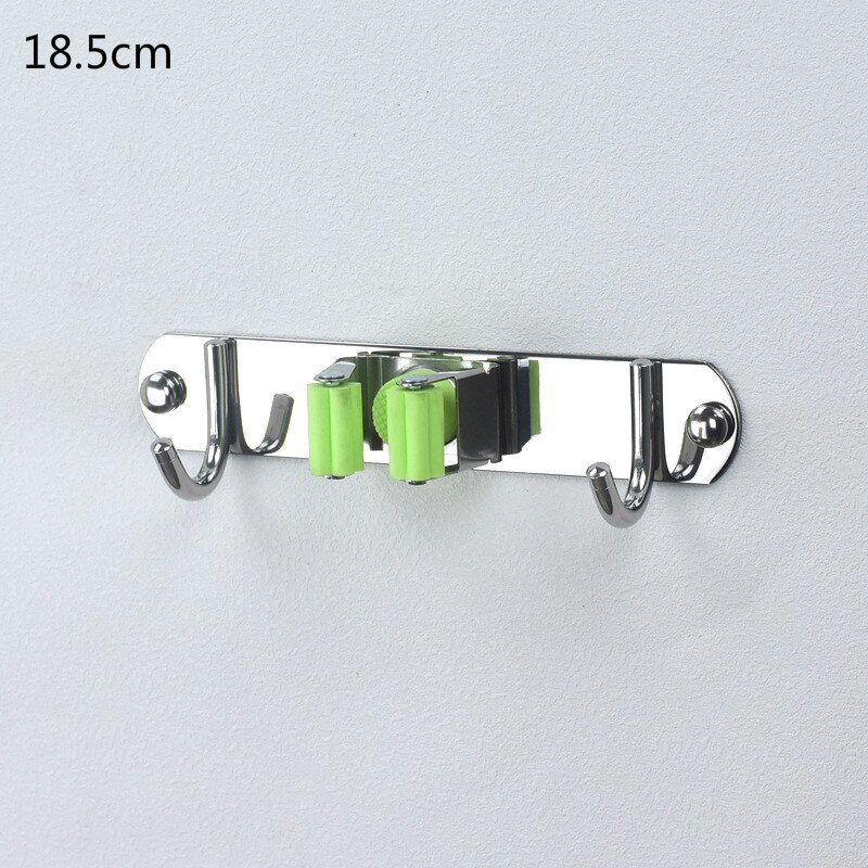 Stainless Steel Mop Holder Shower Hook Wall Mounted Broom Rack Storage Hanger Clip Seamless Self Adhesive Bathroom Accessories: 2
