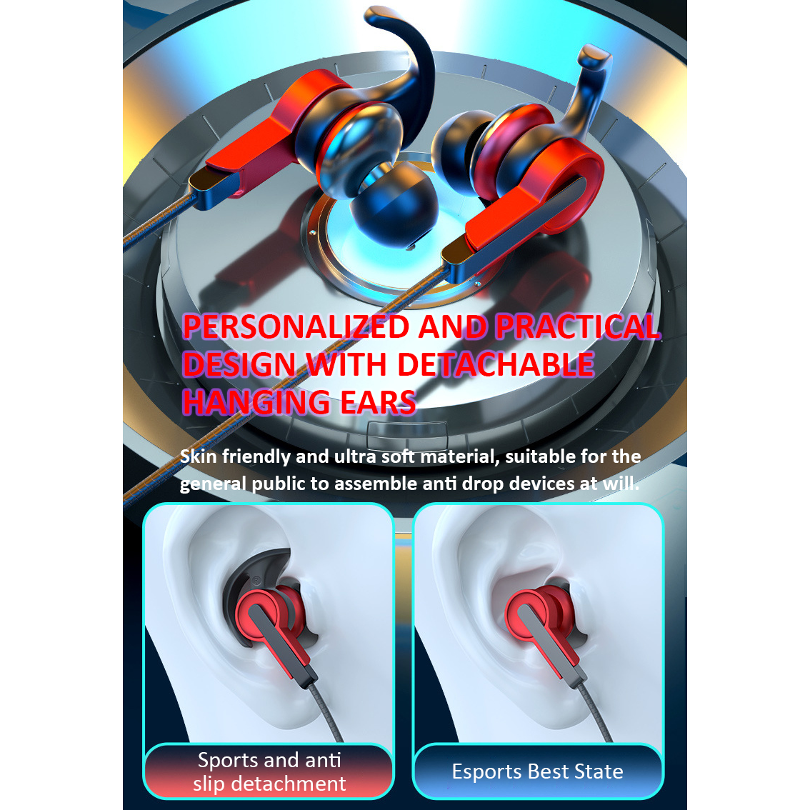 Auricolari da gioco cablati da 3,5 mm, auricolari audio analogici, cuffie cablate con microfono, auricolari sportivi stereo HiFi bassi, gioco senza ritardo
