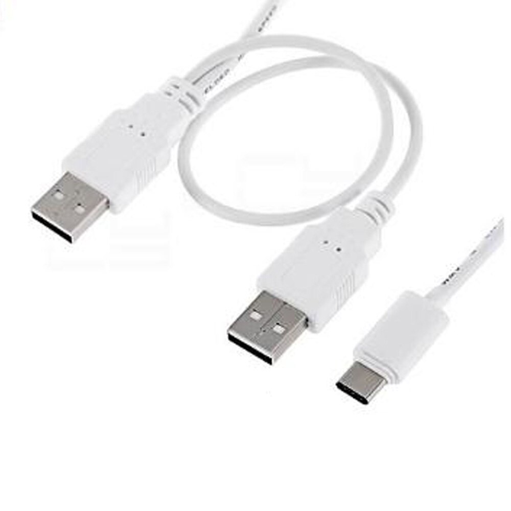 Supply Black White 0.6M USB 2.0 mobile hard disk cable cable dual USB-A male to Micro Mini USB A B C male with power supply: dual USB To USB C