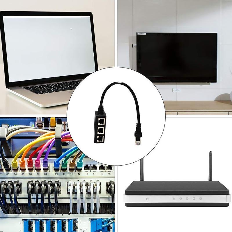 LAN Ethernet réseau RJ45 connecteur 1 mâle à 3 femelle séparateur adaptateur câble d'extension pour ordinateur PC câble réseau