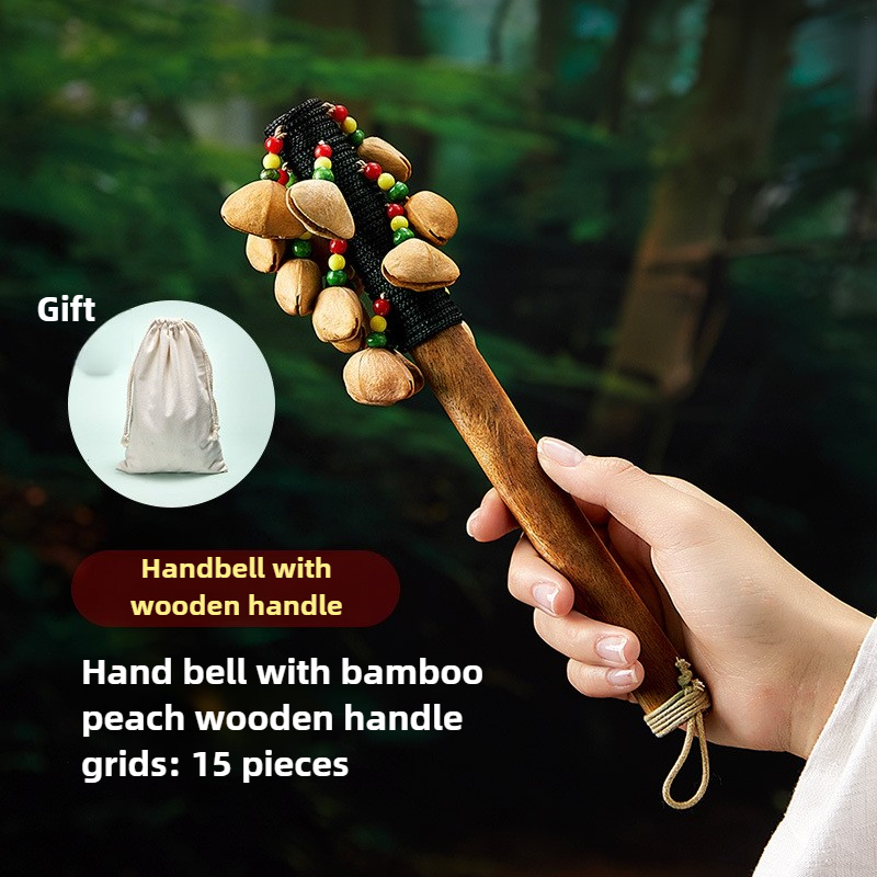 Campana de mano hecha a mano de concha Dola, sonajero curativo, campana de viento, terapia de sonido Natural, campanas musicales, instrumentos musicales de percusión: Verde claro