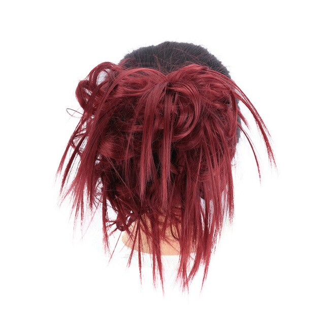 Houyan stökig brud brudtärna chignon munk hår bulle stökigt updo frisyrer hår bullar chignon munk: Q17- burg