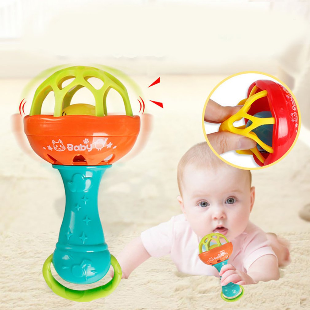 Fun Games Baby Soft Rubber Teether Rattle Rod Multi-functional Baby Rattle Stick With Teether Baby Hand Holding Toy