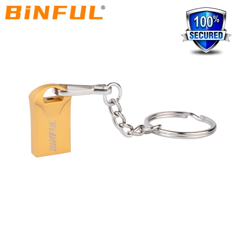 BiNFUL Mini Pen Drive 64GB High Speed PenDrive 16G Usb Flash Drive 8G Key usb Stick 32G flash memory Usb Flash Disk adapter: 32GB / Gold