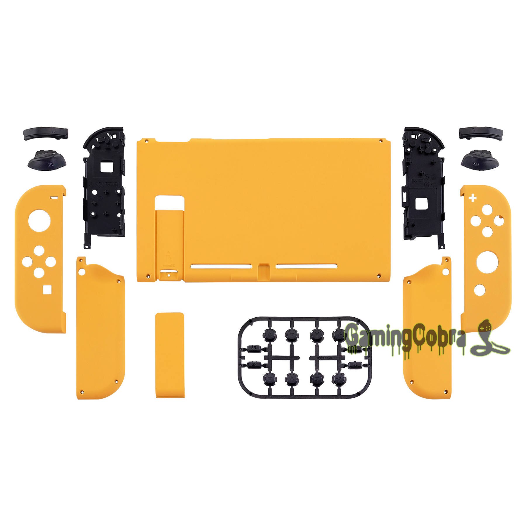 EXtremeRate-placa trasera personalizada para consola Nintendo Switch, carcasa para mando, conjunto completo de botones: Caution Yellow