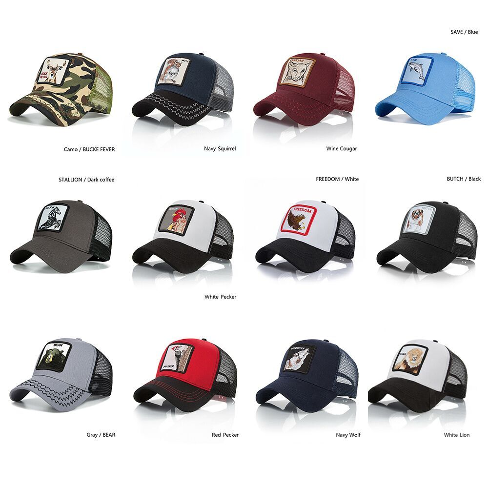 Personality Baseball Caps Animal Embroidery Pattern Hip Hop Hats Men Summer Breathable Mesh Streetwear Bone Unisex