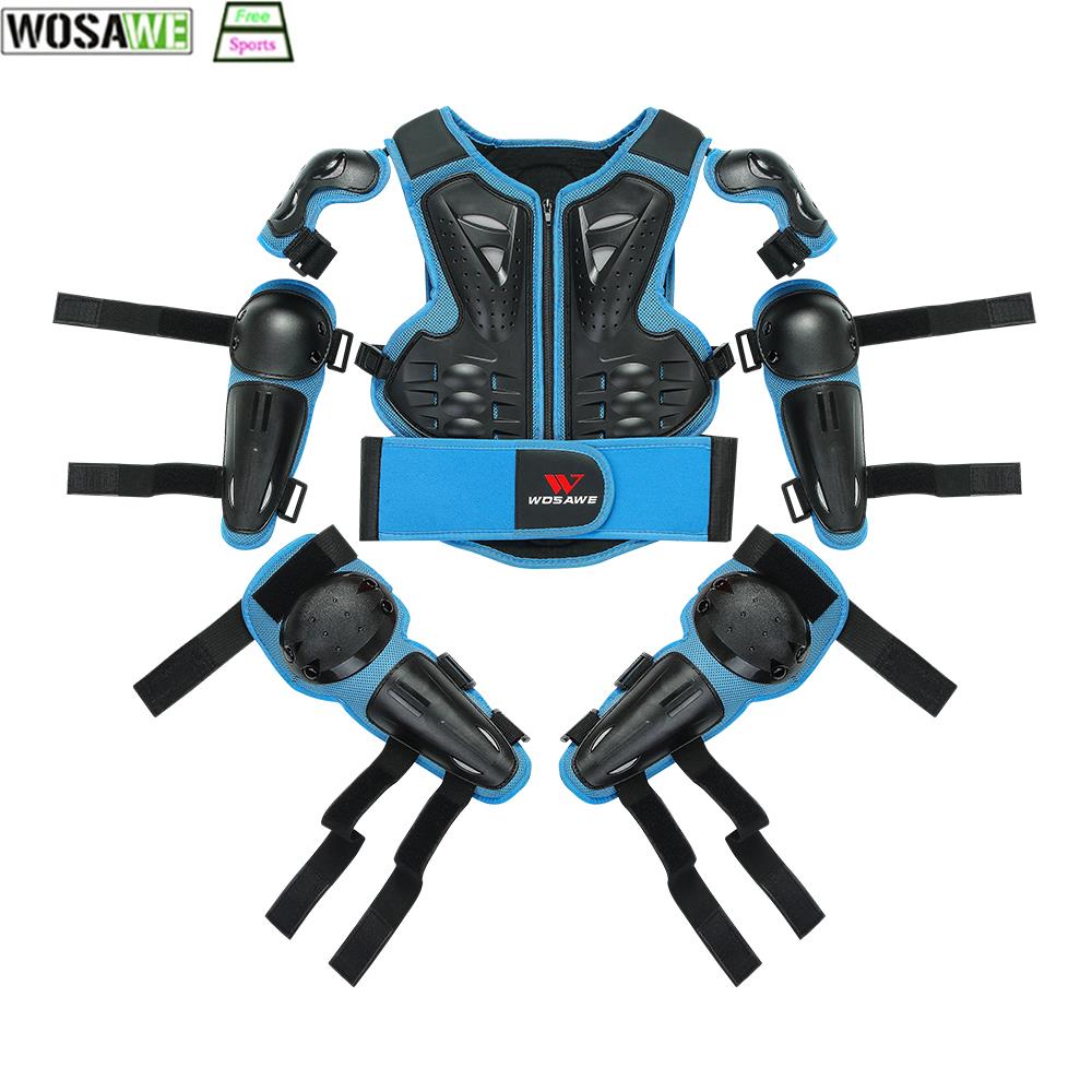 Wosawe Kinderen Elleboog En Kniebeschermers Armor Jacket Fietsen Bescherming Gear Mtb Kniebeschermers 5Pcs Set