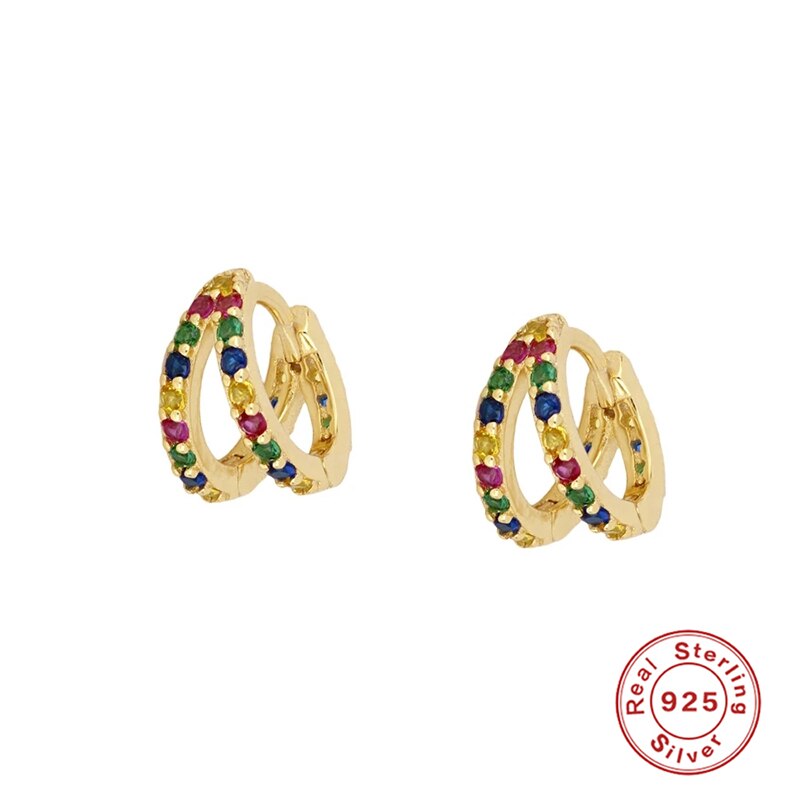 CANNER aro-pendientes de plata de primera ley y circón para mujer, aretes pequeños, plata esterlina 925, Circonia cúbica, zirconia, circonita, zirconita, estilo Retro, Turquesa: 1