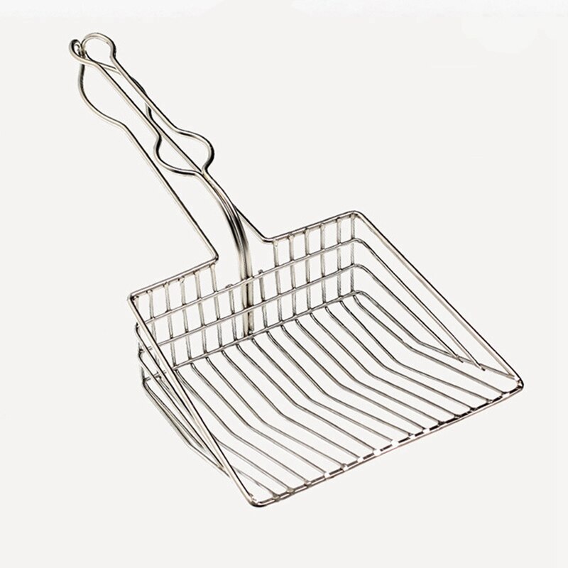 Pala para arena con de ahuecamiento completo para gatos, cepillo multiusos con gancho, pala de Metal para mascotas, suministros de limpieza de arena para gatos