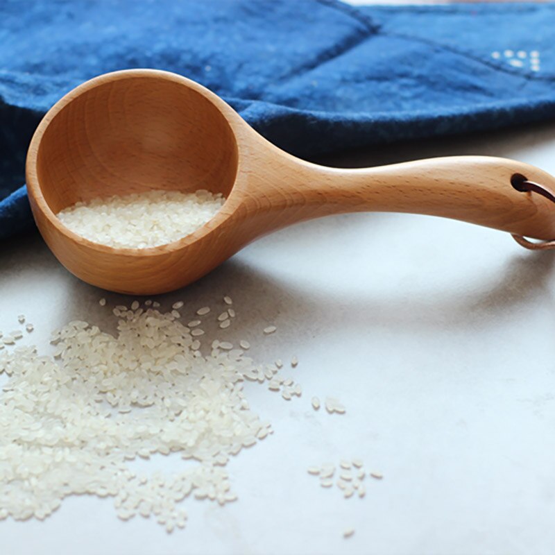 Long Handle Spoon Meal Spoon Wooden Spoon Saft Health With Hook Japanese Style Kitchen Tool Bar Restaurant Cooking Utensils