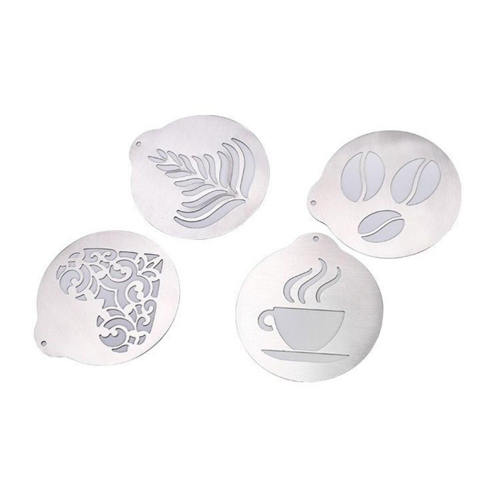 5 Pcs Coffee Stencils Delicate Stainless Steel Smooth Cappuccino Arts Templates for Artist Coffee Lover Barista