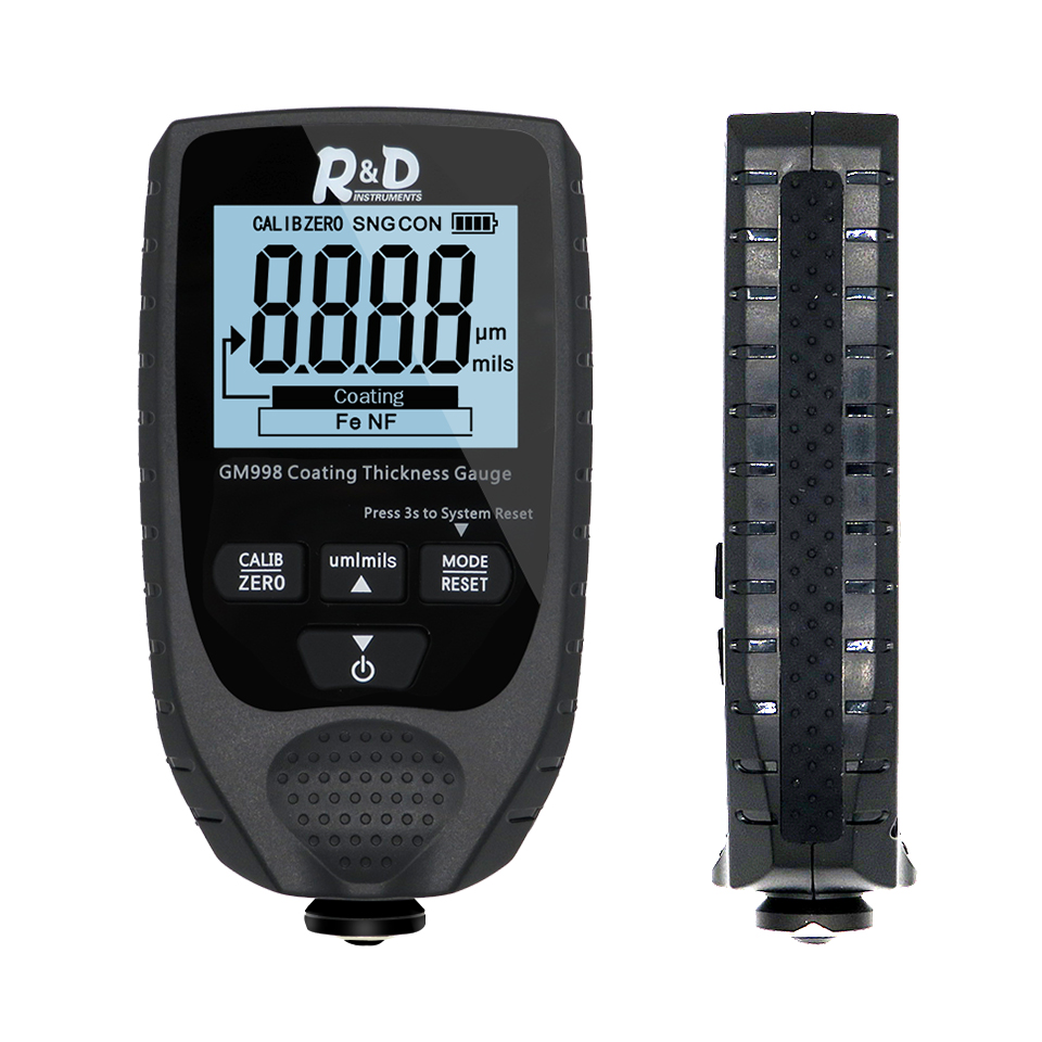 Nouvelle jauge d'épaisseur de revêtement de peinture de voiture noir GM998, testeur d'épaisseur de revêtement métallique électrolytique 0-1500um sonde Fe &amp; NFe: Full Black