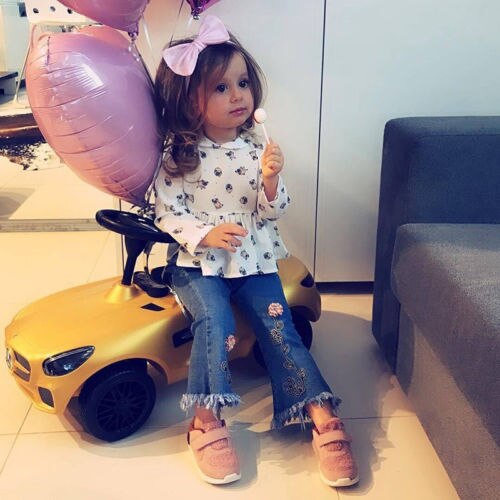 Pantalón vaquero de flores para chica, pantalón vaquero de flores en 3D con cintura elástica, para primavera y otoño