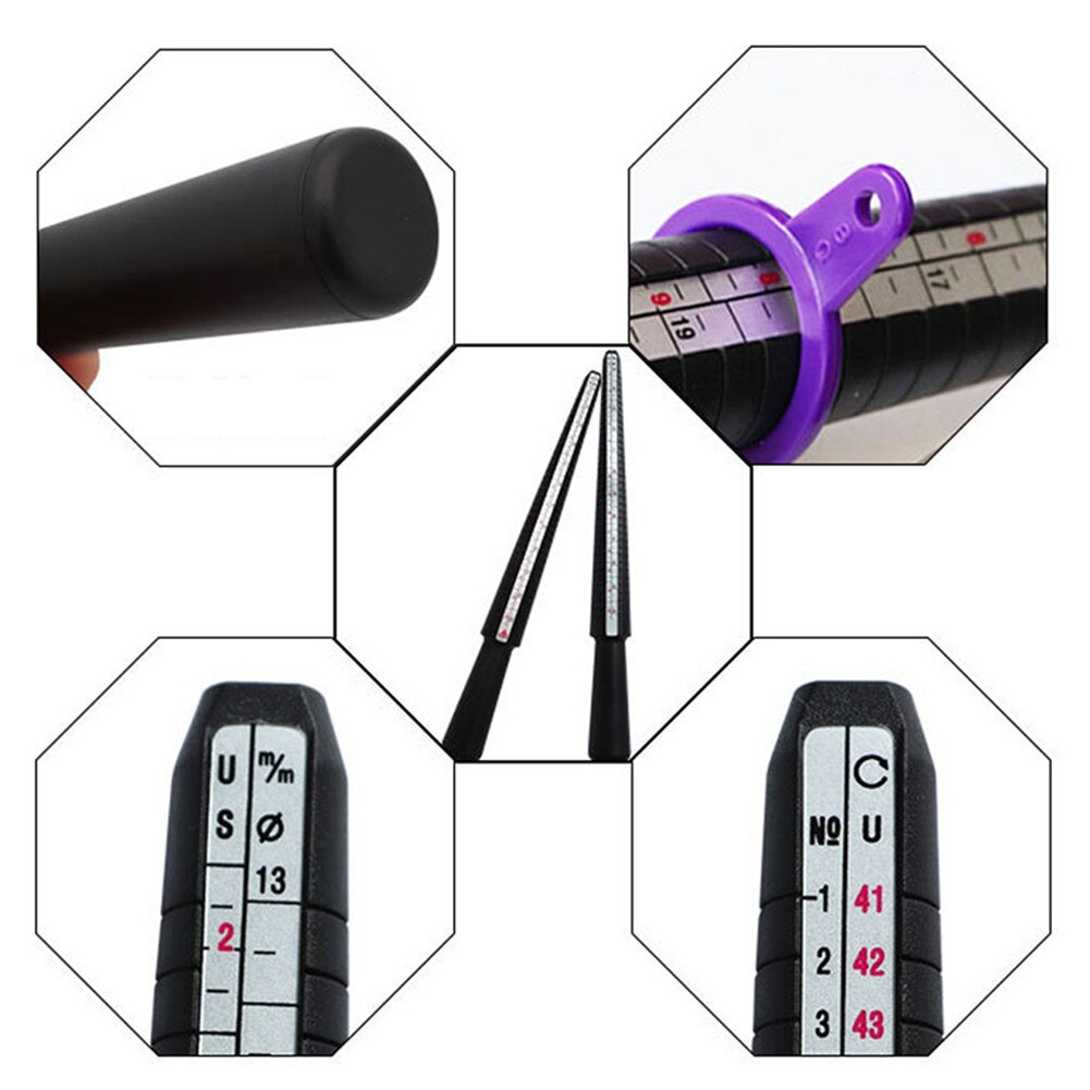 Plastic Ring Size Finder Mandrel Stick Finger Gauge Kit for DIY Jewelry Making Ring Sizer Measuring Jewellery Tool Set