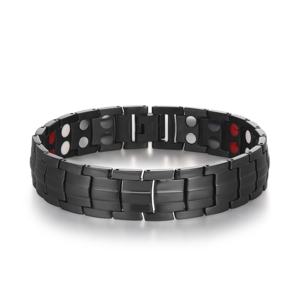 Escalus Men's Black Pure Titanium Magnetic Bracelet For Men 4in1 Magnets Negative Ions Germanium Health Bracelets Jewelry