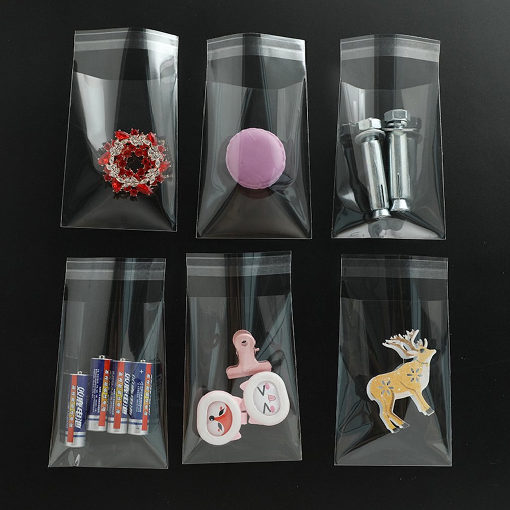 100pcs Transparent Self-adhesive Small Cello Self Sealing Bags package Thick Clear Cellophane OPP Plastic poly Bags