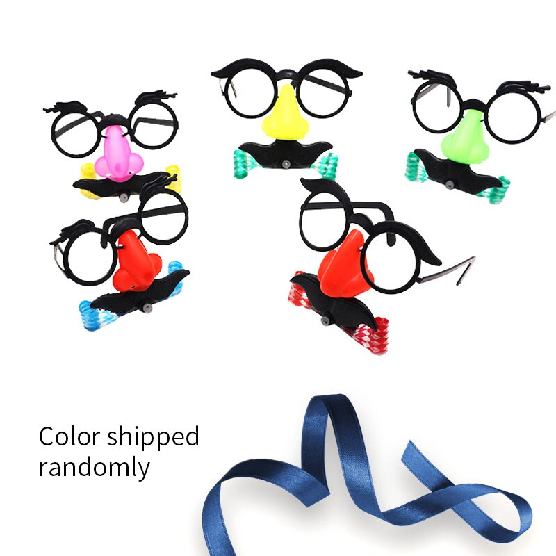 Funny Blowing Beard Staring Small Glasses Blowing Beard Moustache Big Nose Whistle Mask Glasses (random Color): 01