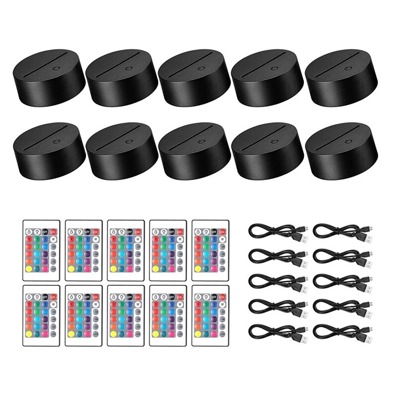 10 Pack 3D Night LED Light Lamp Base + Remote Cont... – Grandado
