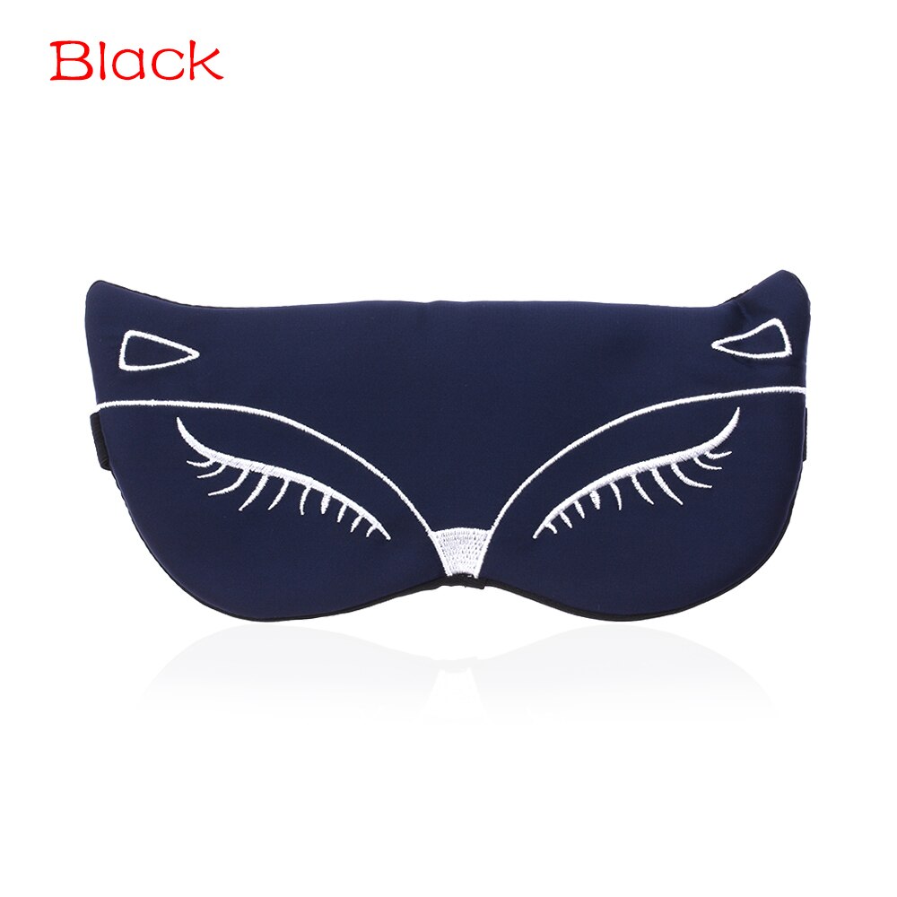 1PC Cartoon Silk Eyepatch Sleeping Mask Embroidery Eyepatch Adjustable Sleeping Aid Blindfold Travel Sleep Eye Mask: Blue