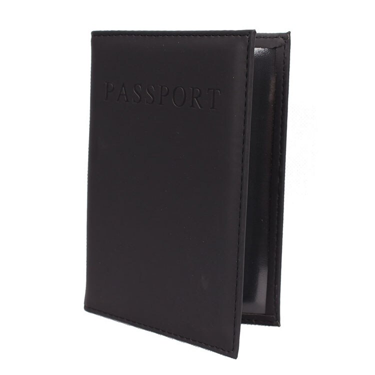 OKOKC English Alphabet Solid Passport Cover PU Passport Package Travel Tickets Passport Holder Travel Accessories: Black