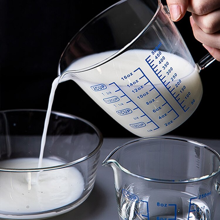 Pyrex – tasse à mesurer le lait 250ml/500ml, tasse à mesurer micro-ondes, pichet à lait en verre avec couvercle, tasses à expresso
