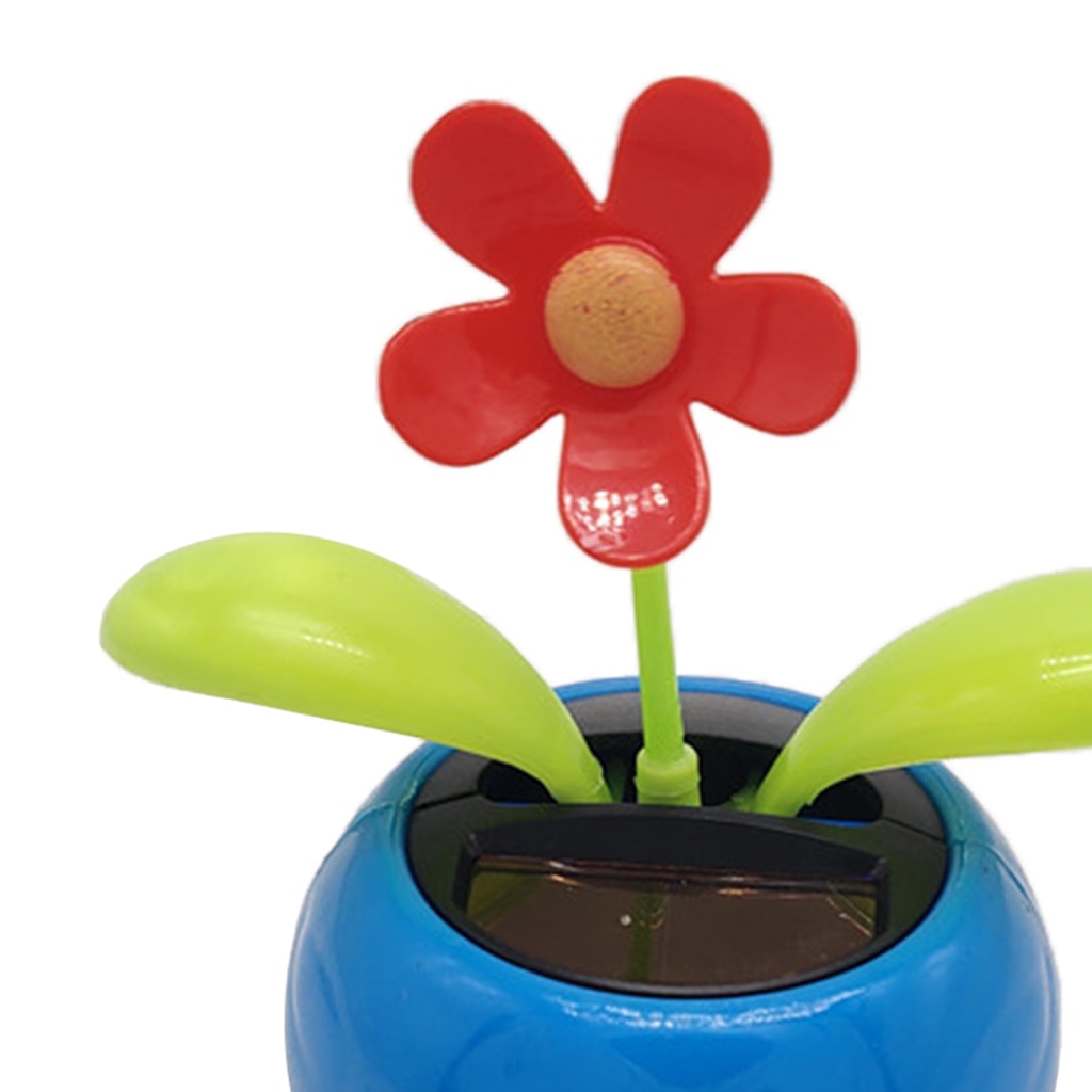 Solar- angetrieben Blume Sonnenblumen Tanzen Schaukel Puppe Spielzeug Wohnkultur Auto Ornament Blumentopf Figur -Blau