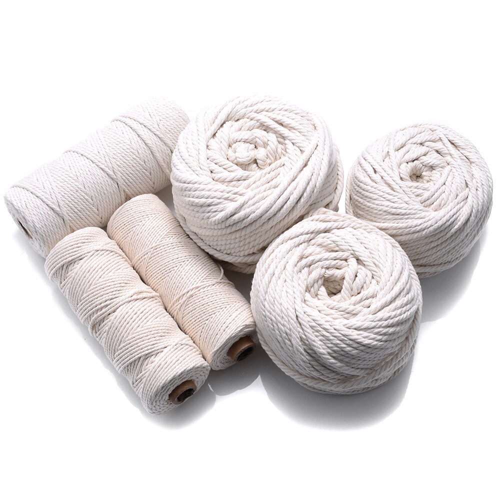 1 2 3 4 5 6mm Natural Cotton Twisted Rope Macrame Cotton Cord Twine String DIY Craft Making Tassel Knitting Thread( not 1 roll)