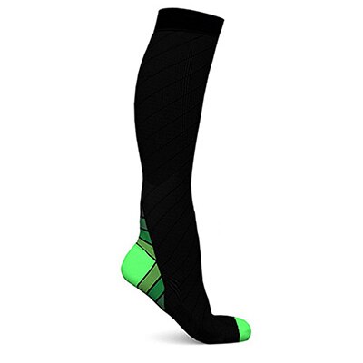 Män kvinnor kompressionsstrumpor nylon färgglada klack långa knähöga atletisk passform strumpor för sport felief av åderbråck: Grön / L / xl