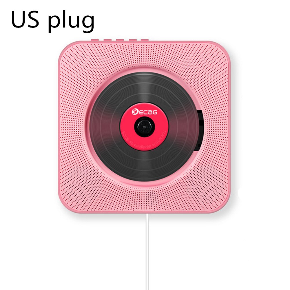 Wandmontage Cd Surround Sound Fm Radio Bluetooth Us Plug Disk Draagbare Muziekspeler Afstandsbediening Stereo Speaker Thuis: Pink US  plug