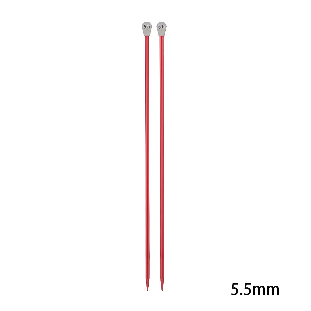2Pcs/set 35cm Single Pointed Knitting Needles Long Aluminum Straight Pins DIY Weaving Tool Sweater Scarf Needle Pin 2.0-12mm: 5.5mm