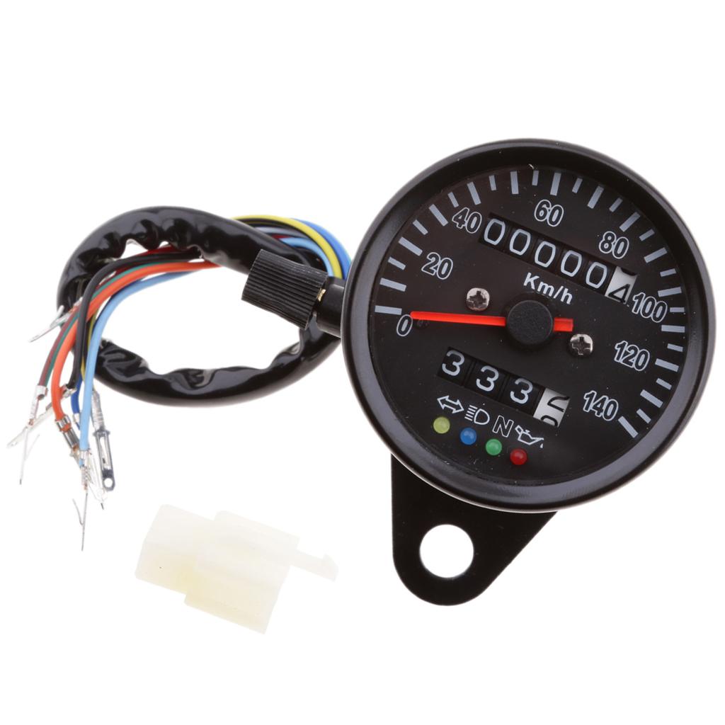 Tacómetro mecánico para motocicleta, indicador de cara negra de 60mm con 4 LED