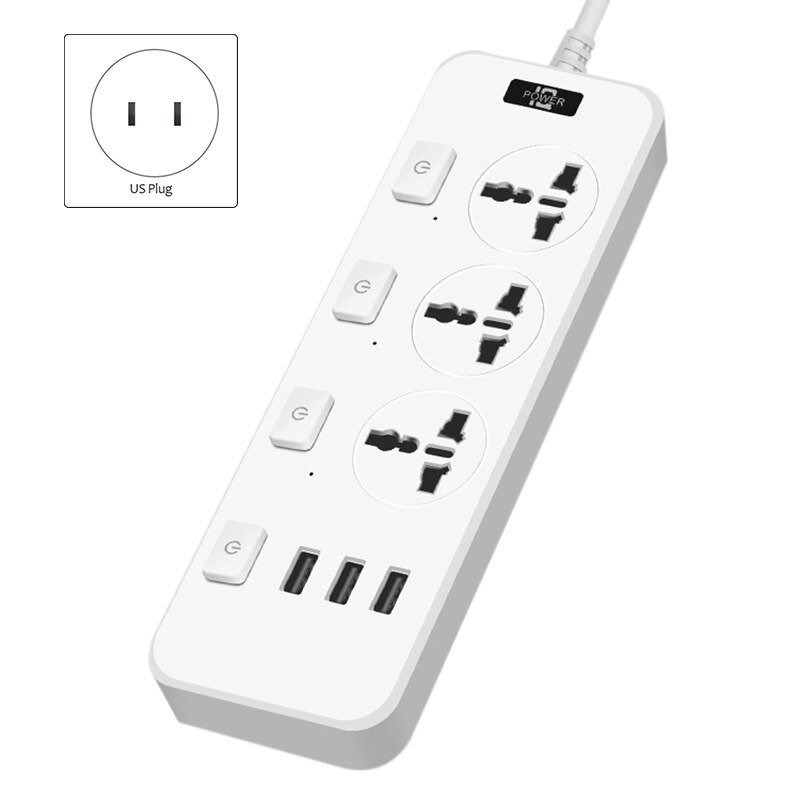 Power Strip with USB with 3 Outlets 3 USB Charger, Multifunction Desktop Charging Station for Home Office Dorm