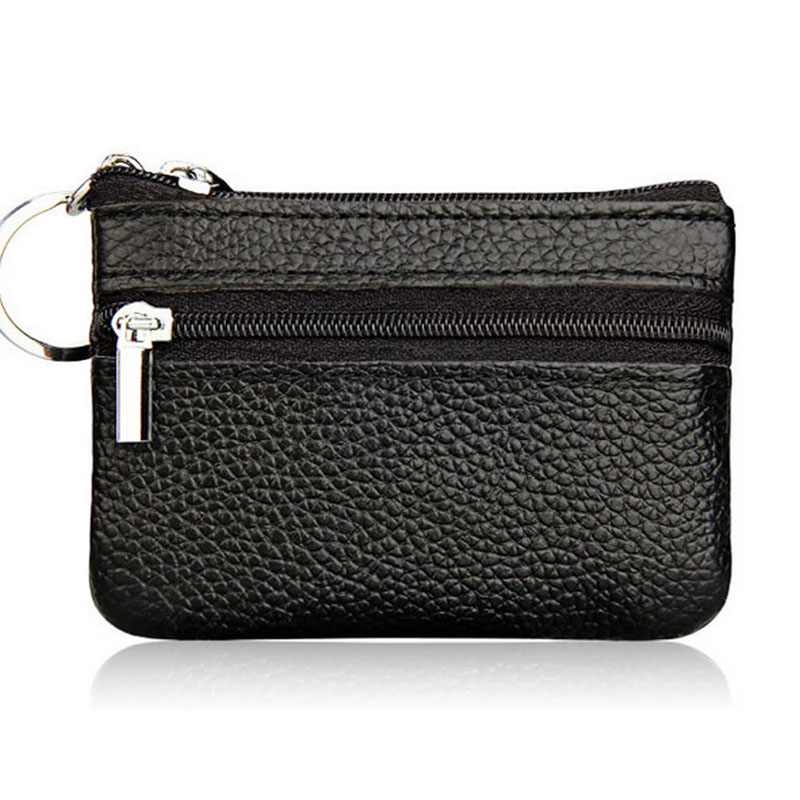 Thinkthendo Mode Zachte Mannen Vrouwen Card Coin Sleutelhouder Zip Wallet Pouch Bag Purse: Black