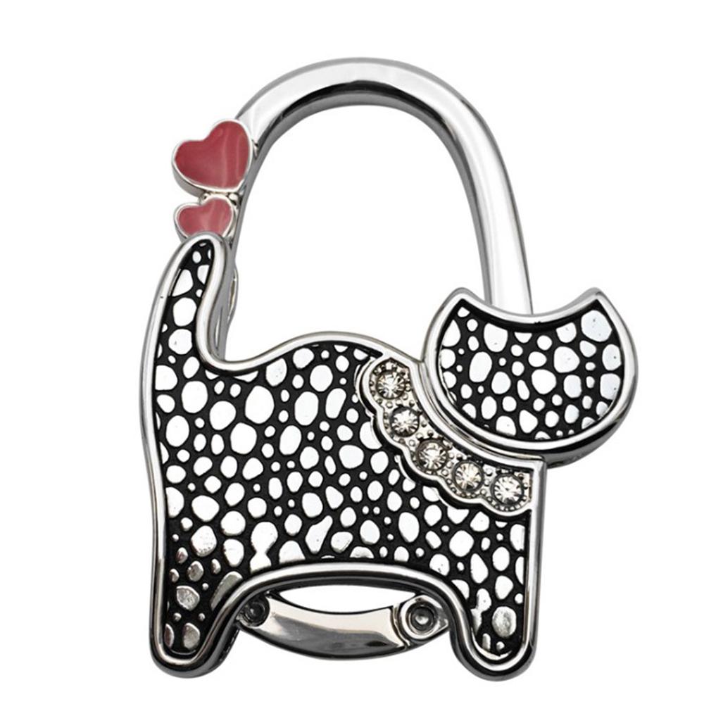 Tragbare Folding Handtasche Haken Halter Geldbörse Kleiderbügel Tisch Rand Hängen Haken für Handtasche Dekoration Frauen Tasche Veranstalter: Black Dots
