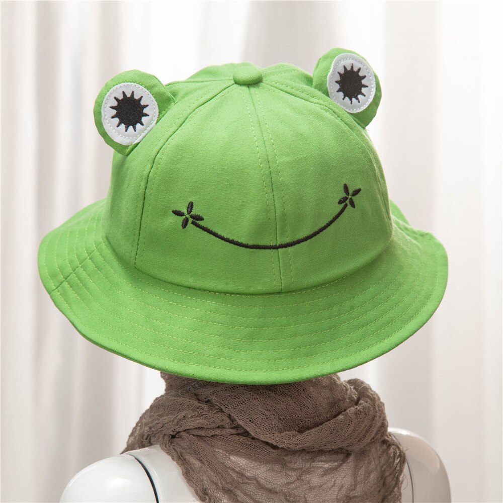 Women Frog Bucket Hat Summer Hat Female Parent-Child Frog Fishing Cap Korean Wild Cute Sun Hat Big Eyes Bucket Hat