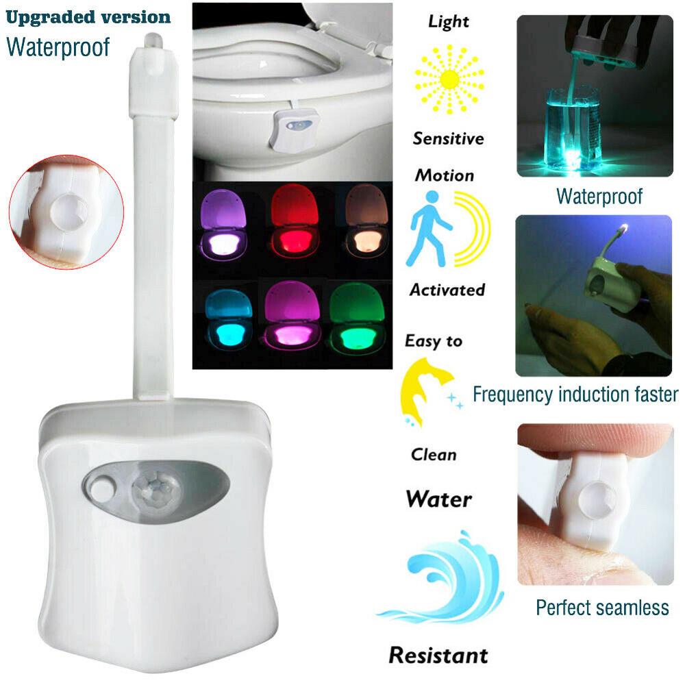 Smart Badkamer Wc Nachtlampje Led Body Motion Activated Aan/Off Seat Sensor Lamp 8 Multicolour Wc Lamp