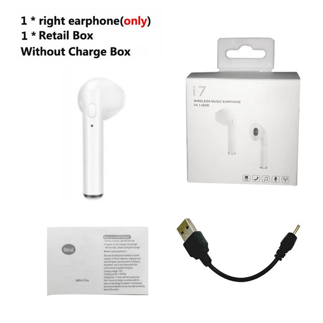 I7s Tws Bluetooth Oortelefoon Mini Draadloze Oordopjes Met Opladen Doos I7 Sport Handsfree In-Ear Draadloze Headset Voor Xiaomi telefoon: i7 Single White 1Box