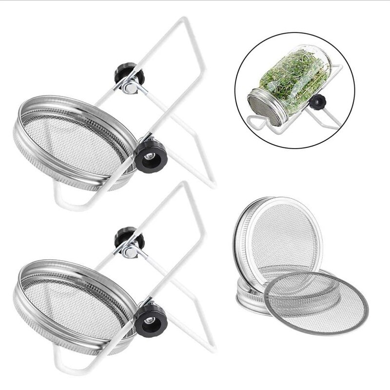 Stainless Steel Sprouting Jar Lids Mesh Strainer Seed Germination Lid Kit For Wide Mouth Mason Jar Sprout Growing Garden Supply