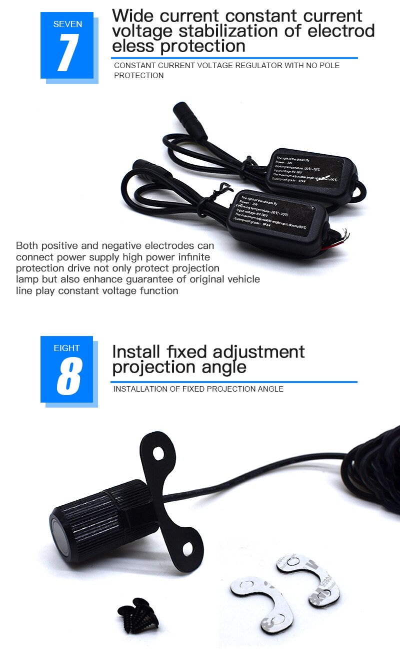 Motorsykkel projeksjonslampe omgivende av de engel modifikasjon dekorativ lampe atmosfærelys ledet baklys universell