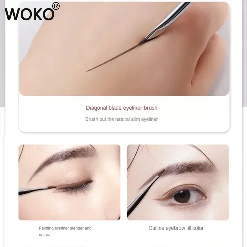 Pincel delineador de ojos con hoja mejorada, pincel plano para cejas de ángulo fino ultrafino debajo de los ojos, pincel de maquillaje, pinceles para detalles precisos